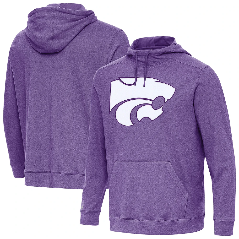 Men's Antigua Heather Purple Kansas State Wildcats Cloud Pullover Hoodie