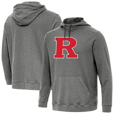 Men's Antigua Heather Charcoal Rutgers Scarlet Knights Cloud Pullover Hoodie