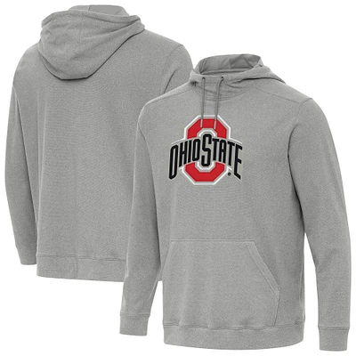 Men's Antigua Heather Gray Ohio State Buckeyes Cloud Pullover Hoodie