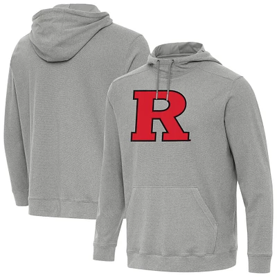 Men's Antigua Heather Gray Rutgers Scarlet Knights Cloud Pullover Hoodie