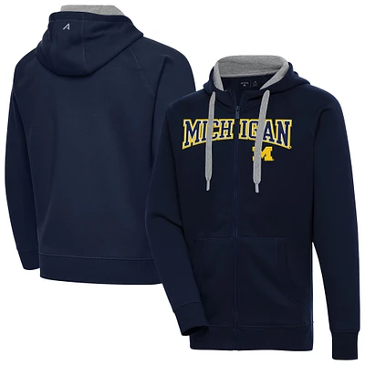 Men's Antigua Navy Michigan Wolverines Big & Tall Victory Full-Zip Hoodie Jacket
