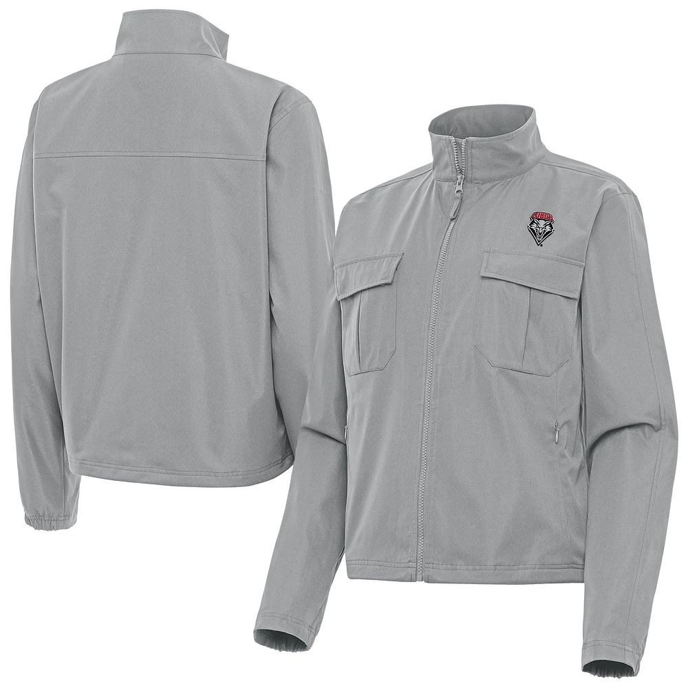 Women's Antigua Gray New Mexico Lobos Even Par Full-Zip Jacket