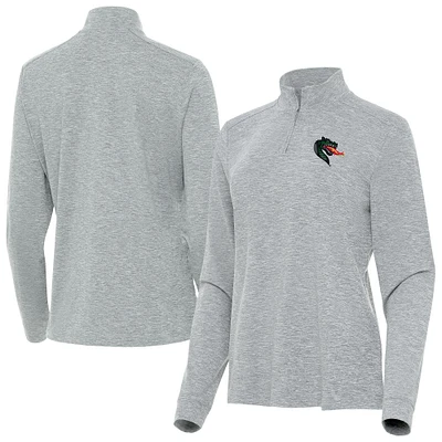 Women's Antigua Heather Gray UAB Blazers Mentor Quarter-Zip Mock Neck Top