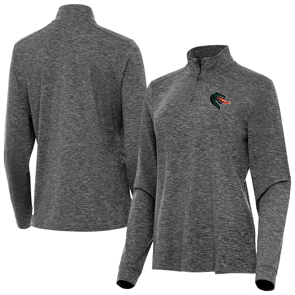 Women's Antigua Heather Black UAB Blazers Mentor Quarter-Zip Top