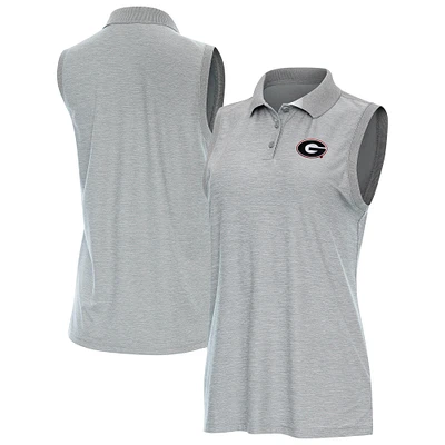 Women's Antigua Heather Gray Georgia Bulldogs Recap Sleeveless Polo