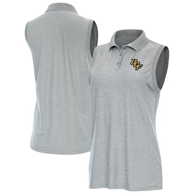 Women's Antigua Heather Gray UCF Knights Recap Sleeveless Polo