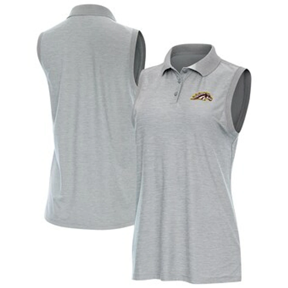 Women's Antigua Heather Gray Western Michigan Broncos Recap Sleeveless Polo
