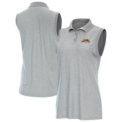 Women's Antigua Heather Gray Western Michigan Broncos Recap Sleeveless Polo