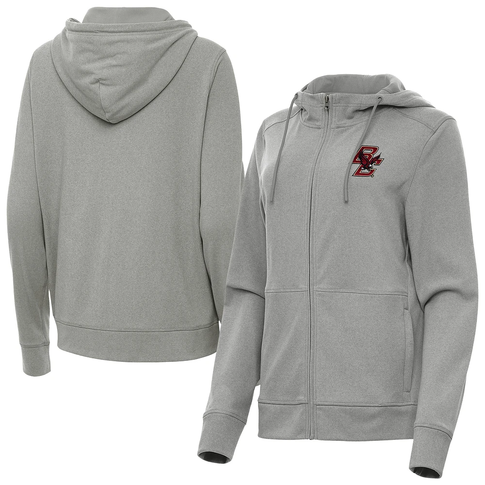 Women's Antigua Heather Boston College Eagles Seeker Full-Zip Hoodie Jacket