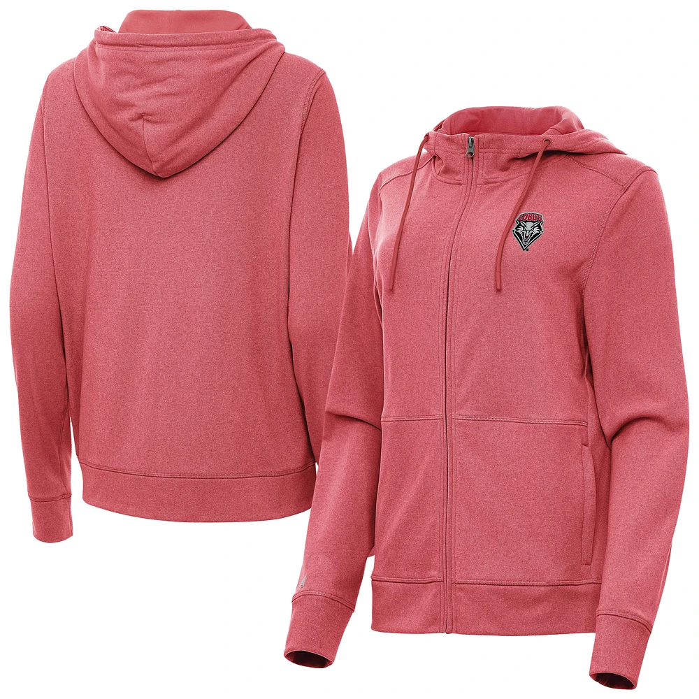 Women's Antigua Heather Cherry New Mexico Lobos Seeker Full-Zip Hoodie Jacket