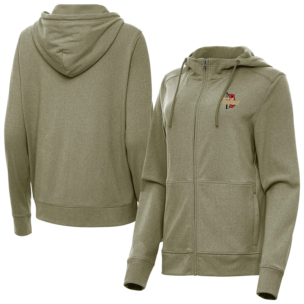 Women's Antigua Olive Tulsa Golden Hurricane Seeker Full-Zip Hoodie Jacket