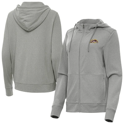 Women's Antigua Heather Gray Western Michigan Broncos Seeker Full-Zip Hoodie Jacket