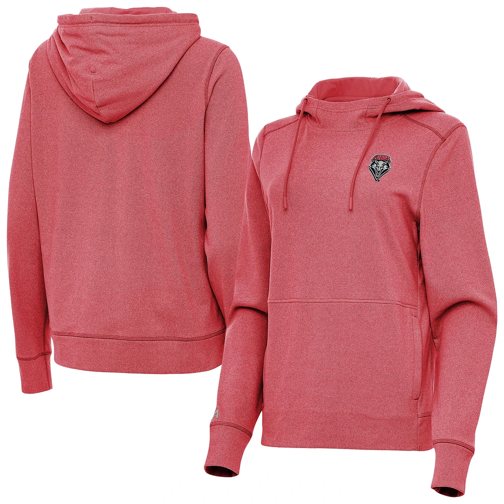 Women's Antigua Heather Cherry New Mexico Lobos Justice Pullover Hoodie