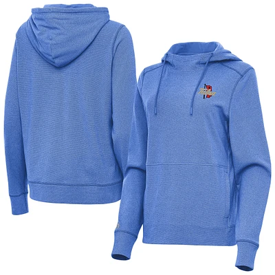 Women's Antigua Heather Royal Tulsa Golden Hurricane Justice Pullover Hoodie