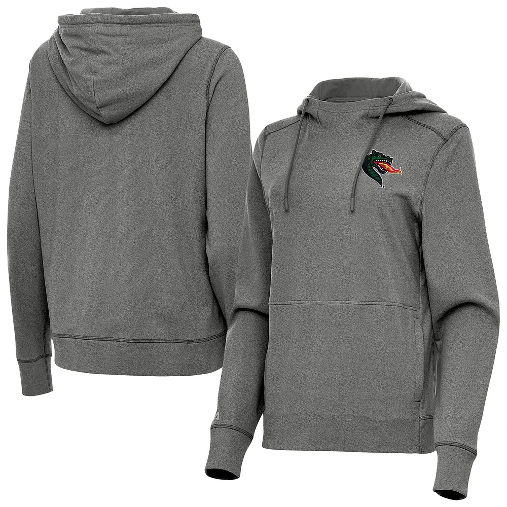 Women's Antigua Heather Black UAB Blazers Justice Pullover Hoodie