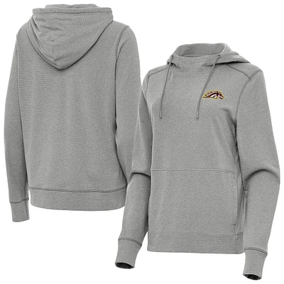 Women's Antigua Heather Gray Western Michigan Broncos Justice Pullover Hoodie