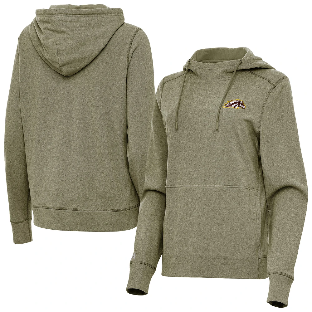 Women's Antigua Olive Western Michigan Broncos Justice Pullover Hoodie