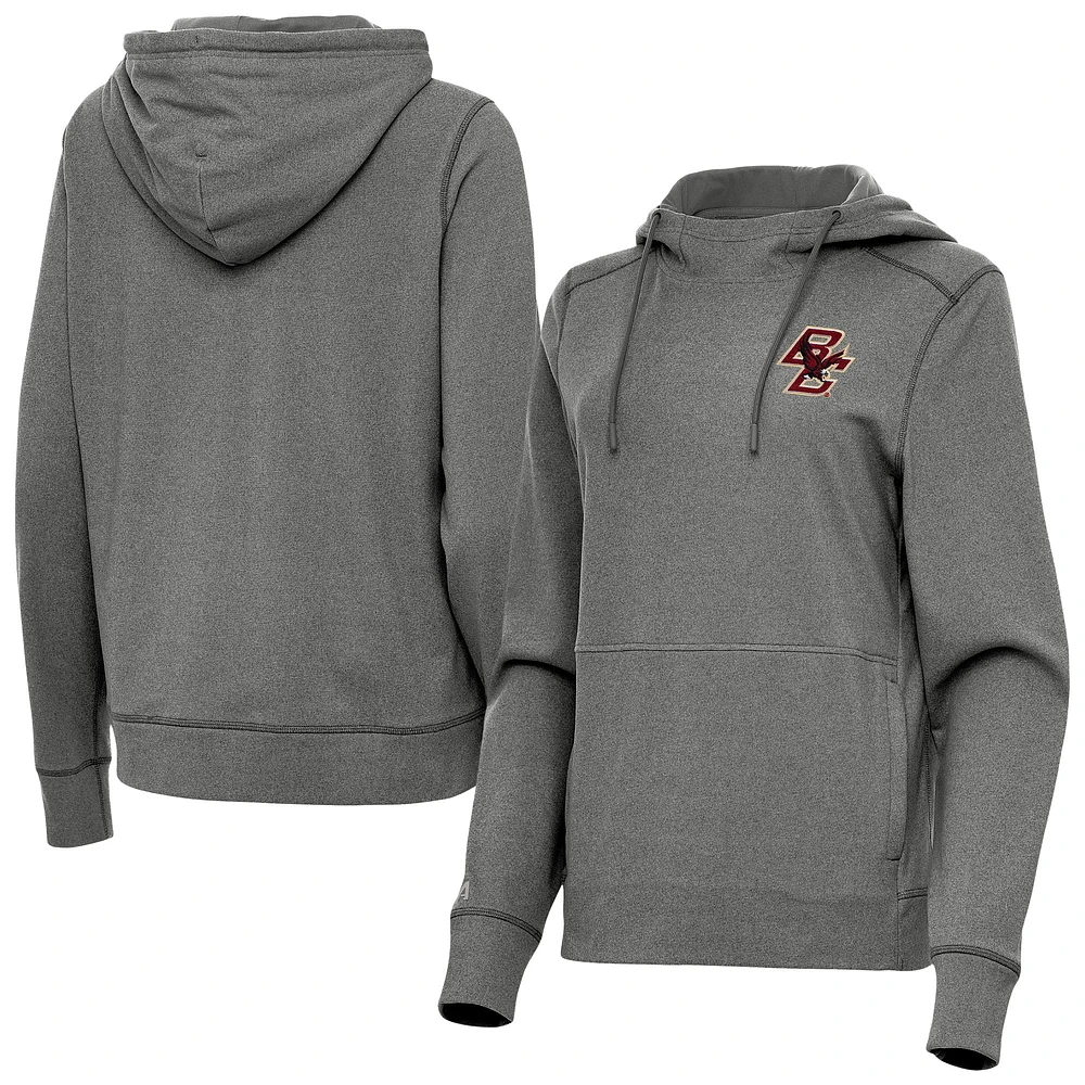 Women's Antigua Heather Boston College Eagles Justice Pullover Hoodie