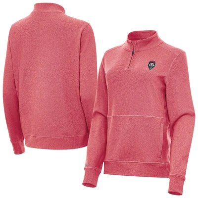 Women's Antigua Heather Cherry New Mexico Lobos Crush Quarter-Zip Jacket