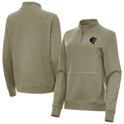 Women's Antigua Heather Olive UAB Blazers Crush Quarter-Zip Jacket