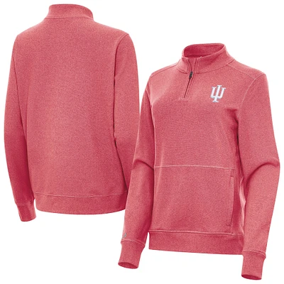 Women's Antigua Heather Crimson Indiana Hoosiers Crush Quarter-Zip Jacket