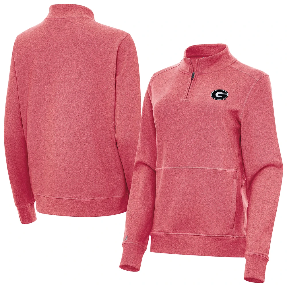 Women's Antigua Heather Georgia Bulldogs Crush Quarter-Zip Jacket