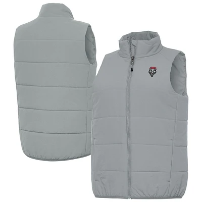 Women's Antigua Gray New Mexico Lobos Experience Full-Zip Puffer Vest