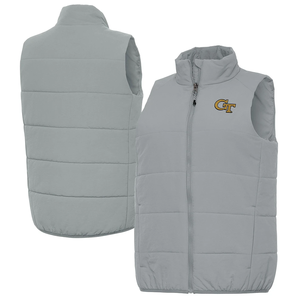 Women's Antigua Gray Georgia Tech Yellow Jackets Experience Full-Zip Puffer Vest