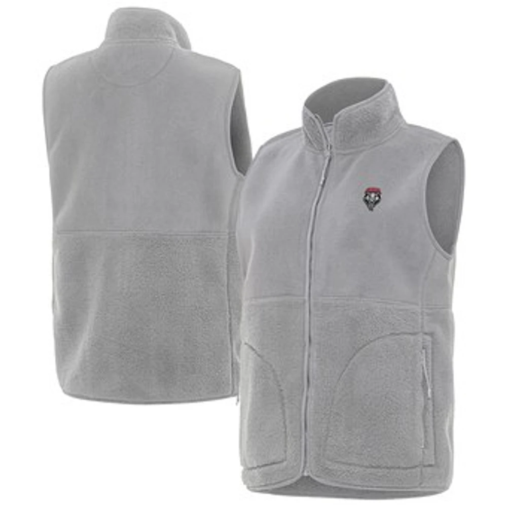 Women's Antigua Gray New Mexico Lobos Nostalgic Full-Zip Vest