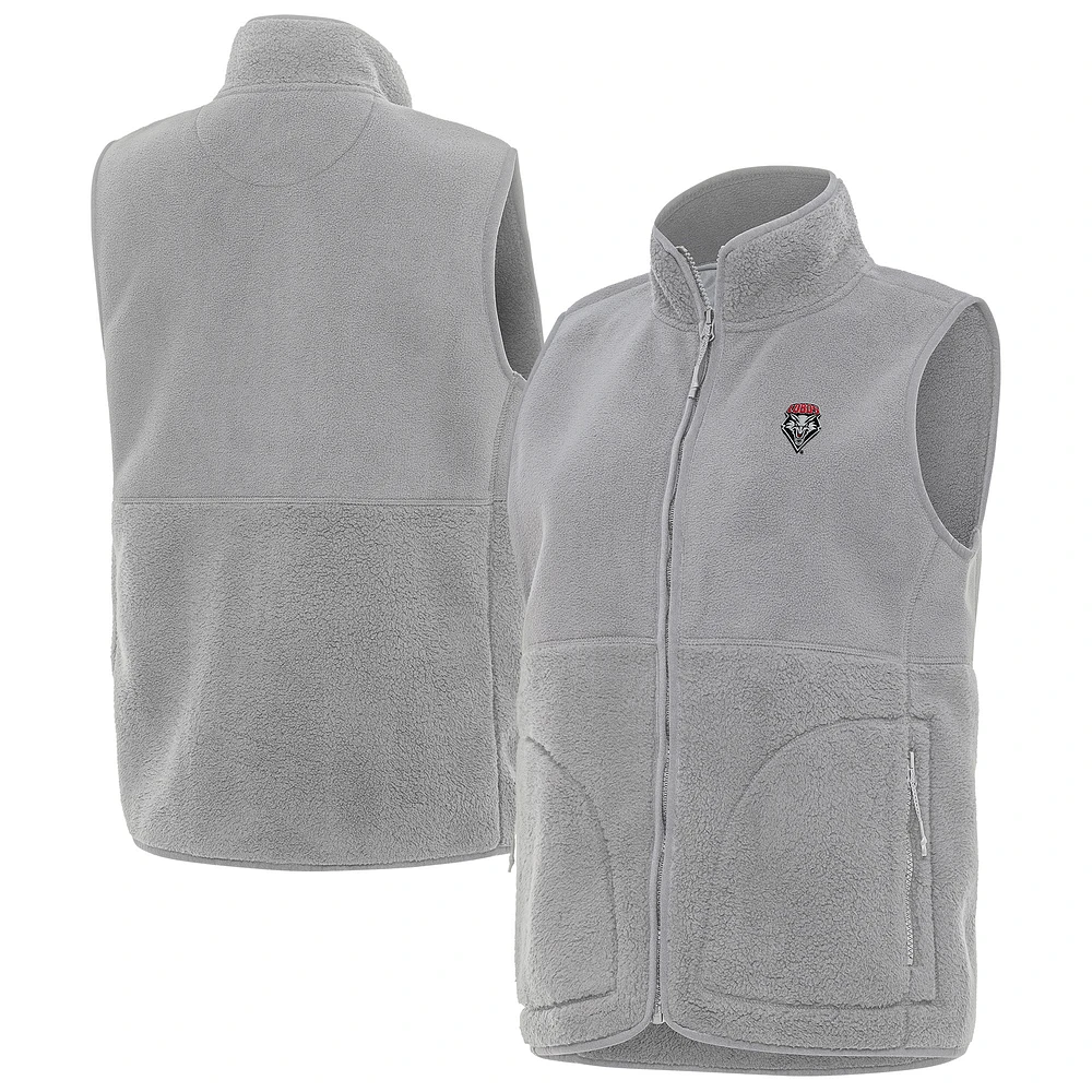 Women's Antigua Gray New Mexico Lobos Nostalgic Full-Zip Vest