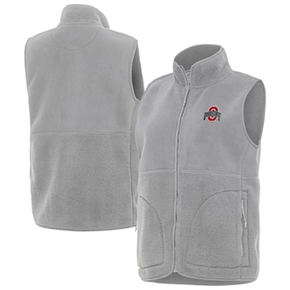 Women's Antigua Gray Ohio State Buckeyes Nostalgic Full-Zip Vest