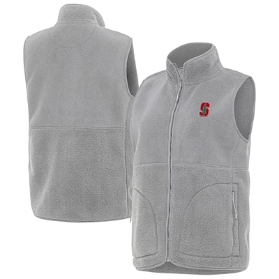 Women's Antigua Gray Stanford Cardinal Nostalgic Full-Zip Vest