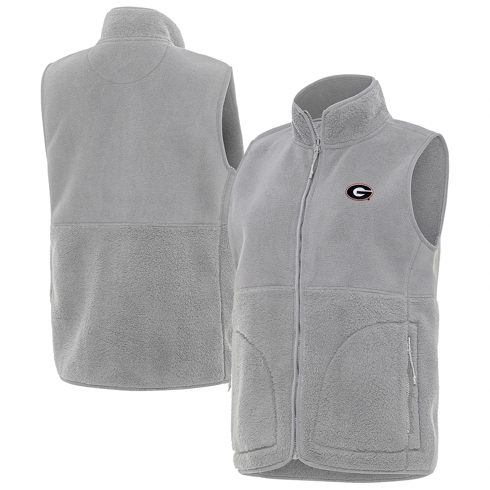 Women's Antigua Gray Georgia Bulldogs Nostalgic Full-Zip Vest