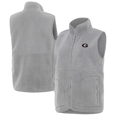 Women's Antigua Gray Georgia Bulldogs Nostalgic Full-Zip Vest