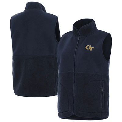 Women's Antigua Navy Georgia Tech Yellow Jackets Nostalgic Full-Zip Vest