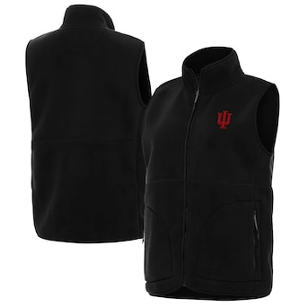 Women's Antigua Black Indiana Hoosiers Nostalgic Full-Zip Vest