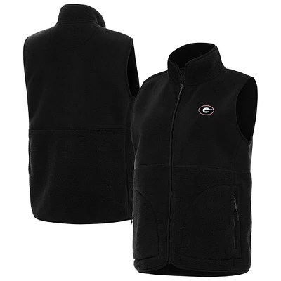 Women's Antigua Black Georgia Bulldogs Nostalgic Full-Zip Vest