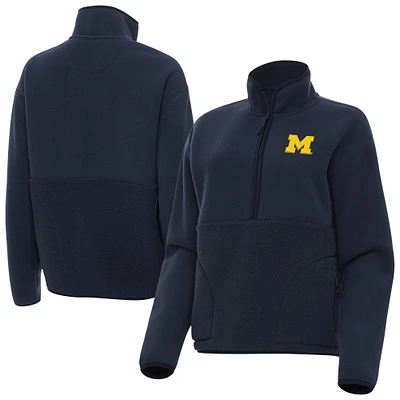 Women's Antigua Navy Michigan Wolverines Figure Quarter-Zip Jacket