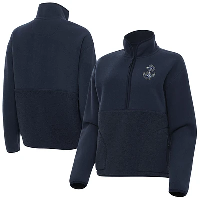 Women's Antigua Navy Midshipmen Figure Quarter-Zip Jacket