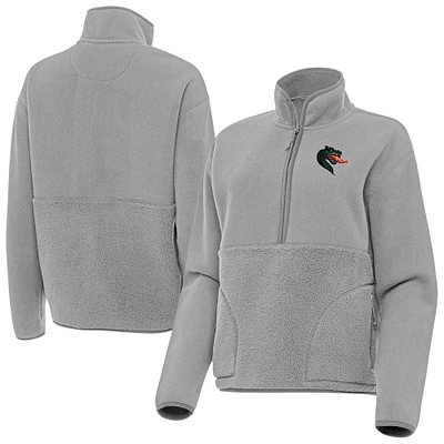 Women's Antigua Gray UAB Blazers Figure Quarter-Zip Pullover Jacket