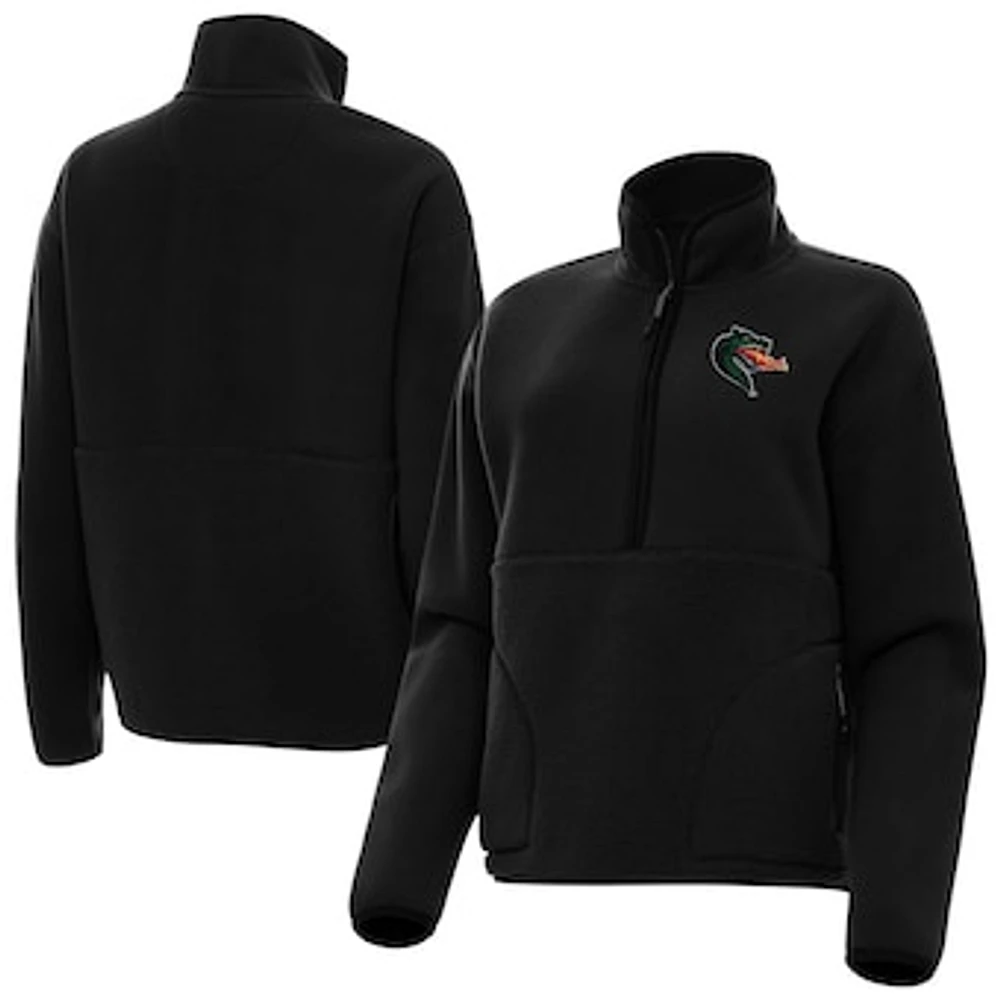Women's Antigua Black UAB Blazers Figure Quarter-Zip Jacket