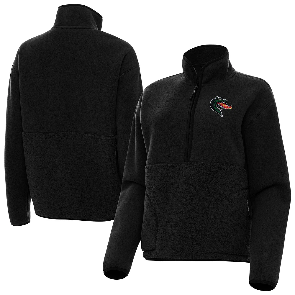 Women's Antigua Black UAB Blazers Figure Quarter-Zip Jacket