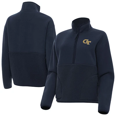 Women's Antigua Navy Georgia Tech Yellow Jackets Figure Quarter-Zip Jacket