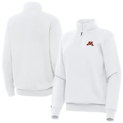 Women's Antigua White Minnesota Golden Gophers Victory Quarter-Zip Top