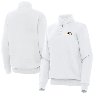 Women's Antigua White Western Michigan Broncos Victory Quarter-Zip Sweatshirt