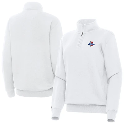 Women's Antigua White Tulsa Golden Hurricane Victory Quarter-Zip Sweatshirt