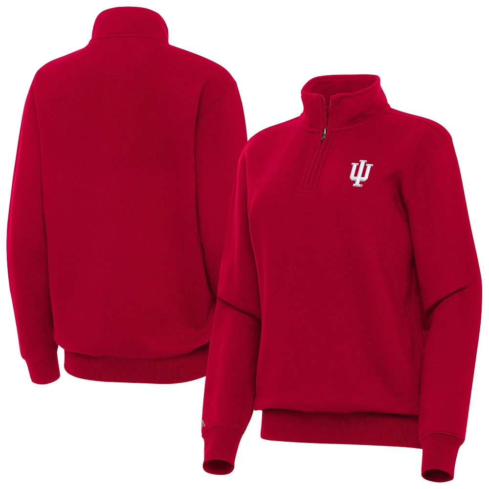 Women's Antigua Crimson Indiana Hoosiers Victory Quarter-Zip Top