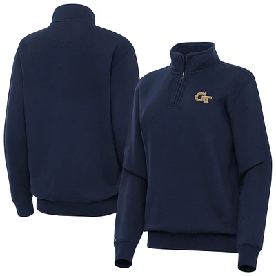 Women's Antigua Navy Georgia Tech Yellow Jackets Victory Quarter-Zip Top