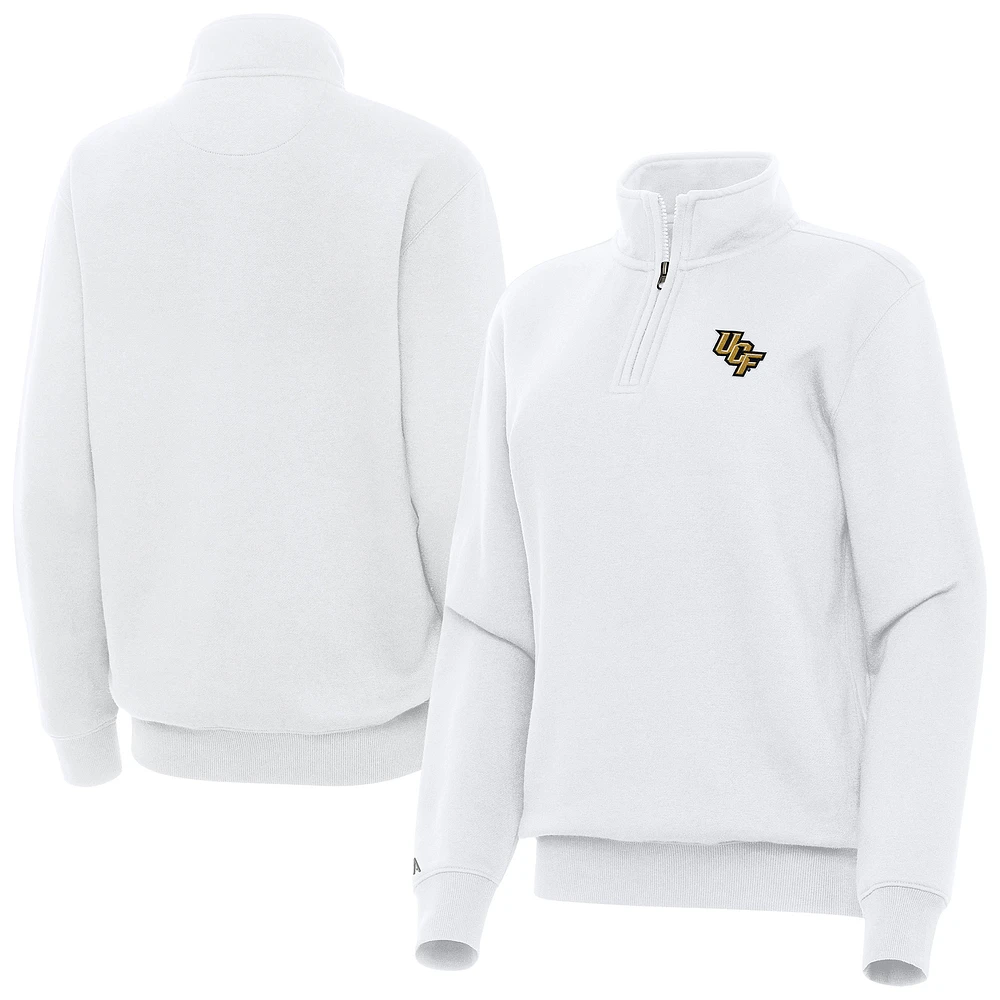 Women's Antigua White UCF Knights Victory Quarter-Zip Sweatshirt
