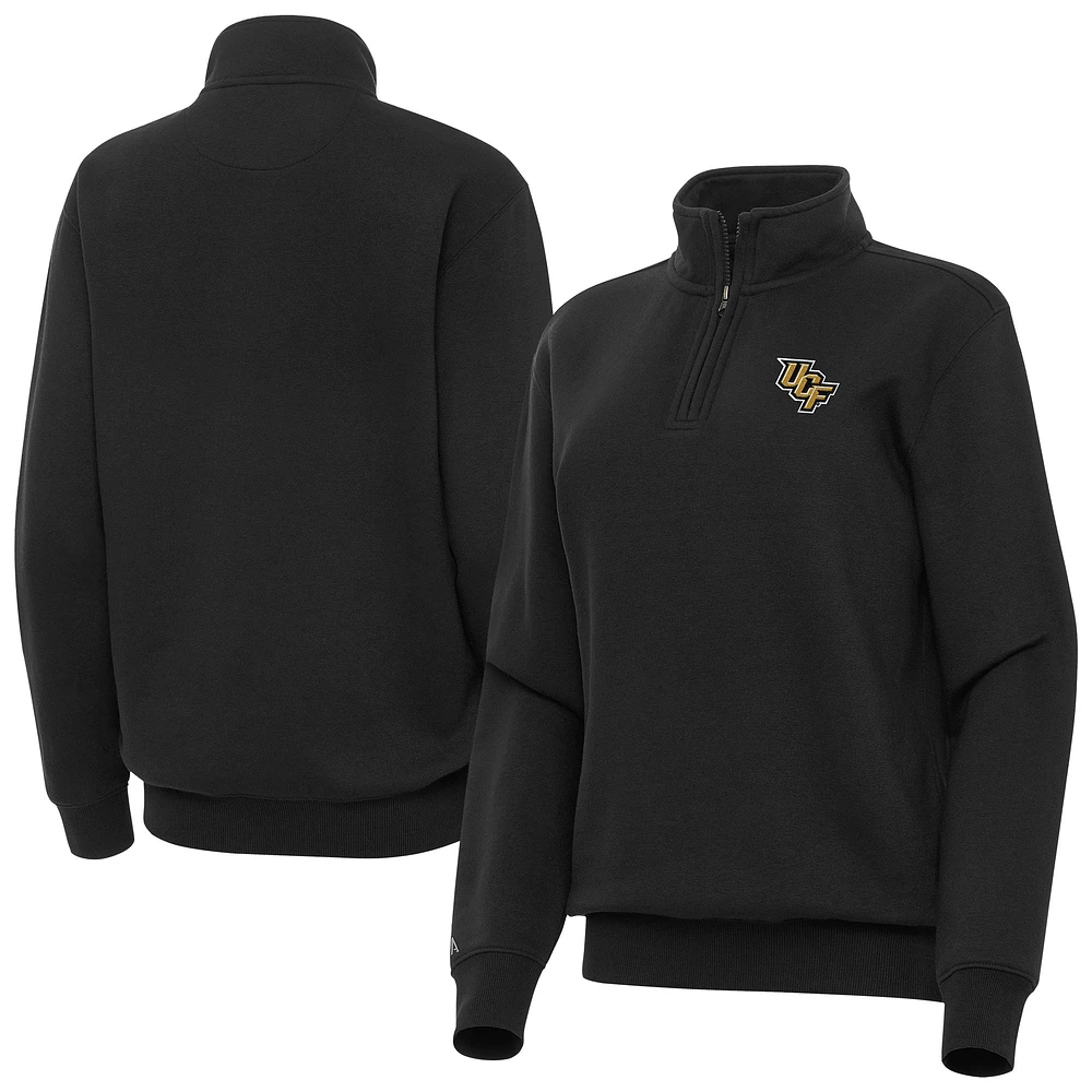 Women's Antigua Black UCF Knights Victory Quarter-Zip Sweatshirt